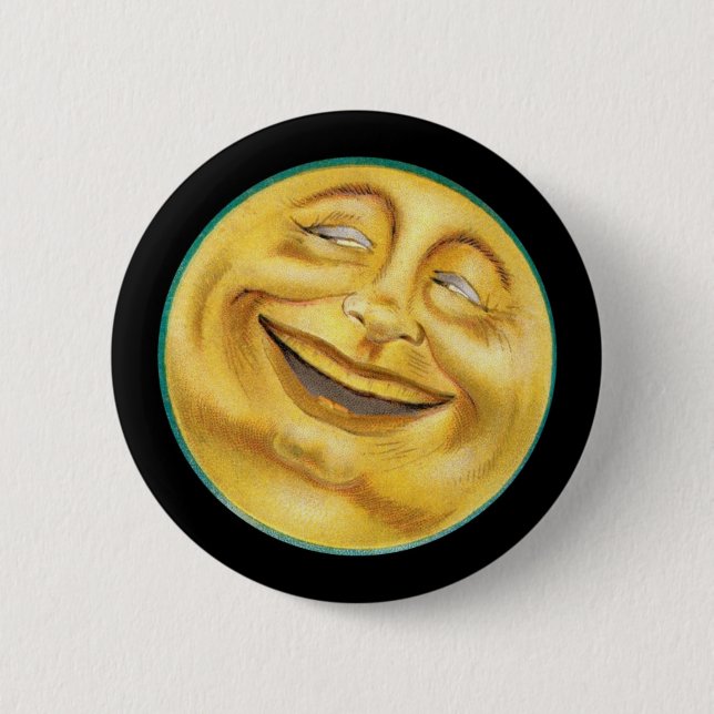 Retro Smiling Harvest Moon 2 Inch Round Button (Front)
