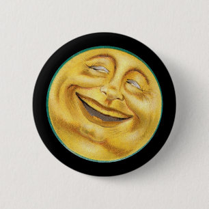 Retro Smiling Harvest Moon 2 Inch Round Button