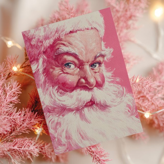 Retro Smiling Santa Claus Pink Vintage Christmas  Postcard (Creator Uploaded)