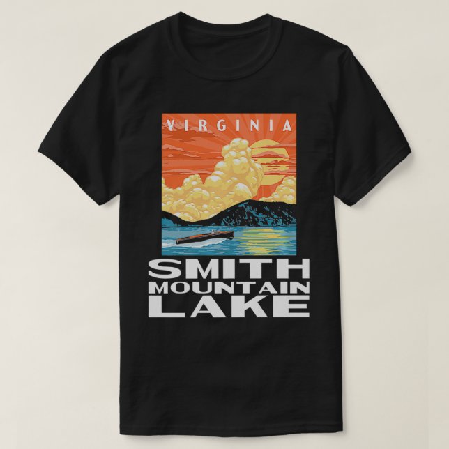 Retro Smith Mountain Lake Virginia WPA Style Vinta T-Shirt (Design Front)