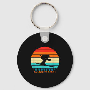 Retro smugglers notch vermont skiing skier retro keychain