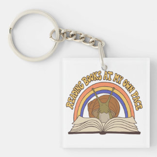 Retro Snail Reading books Keychain