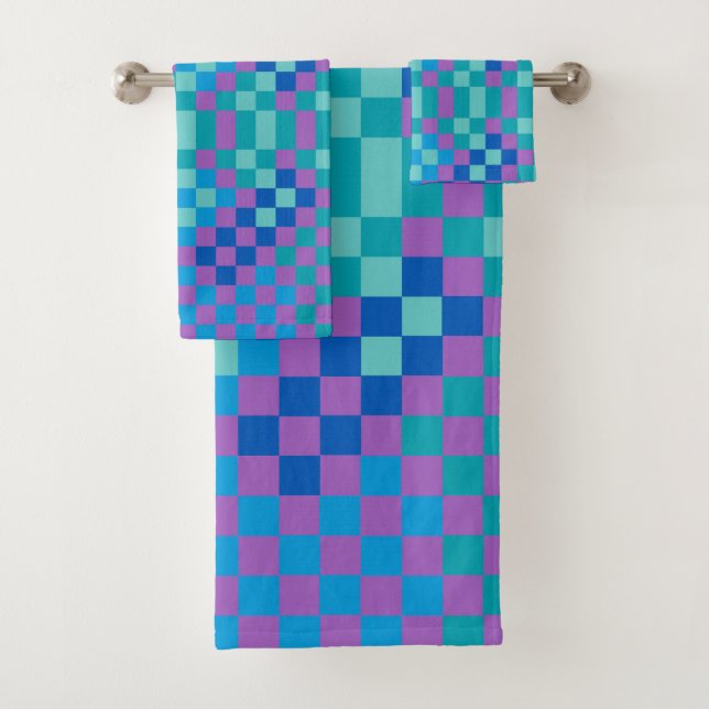 Retro Snake Chequered Chequered Pattern  Bath Towel Set (Insitu)