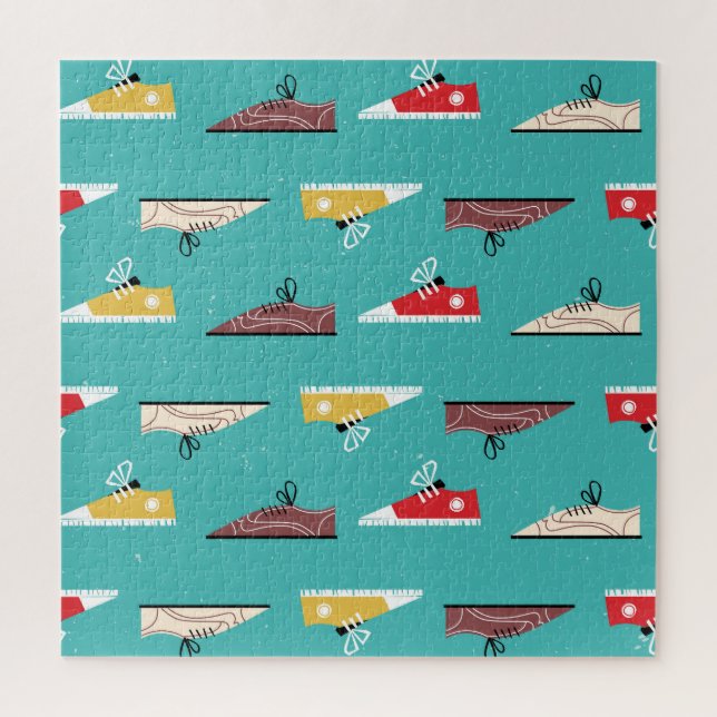 Retro sneakers: vintage seamless pattern. jigsaw puzzle (Vertical)