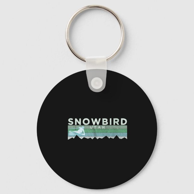 Retro Snowbird, Utah Distressed Skiing  Keychain (Front)