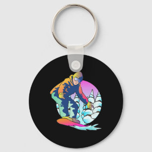 Retro Snowboard 80s 90s Outfit Snowboarder Snowboa Keychain