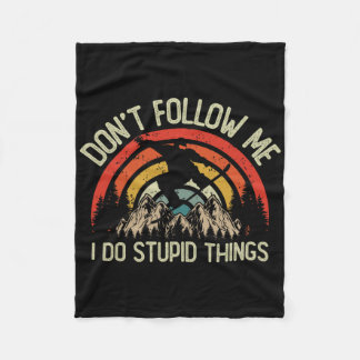 Retro Snowboard I Do Stupid Things Vintage Snowmob Fleece Blanket