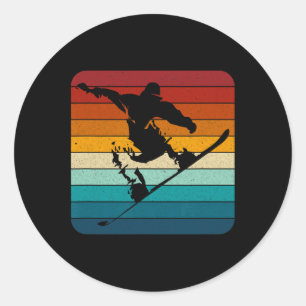 Retro Snowboard - Vintage Snowboarder1 Classic Round Sticker