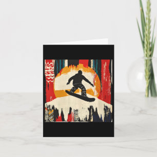 Retro Snowboarder Silhouette Card