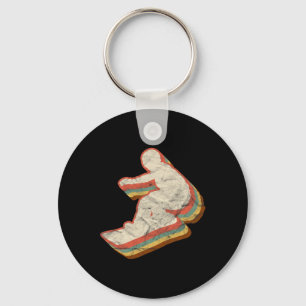 Retro Snowboarder Silhouette Snowboard Gift Snowbo Keychain