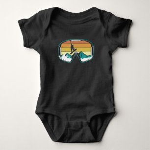 Retro Snowboarding Freestyle Jump Snow Mountain Baby Bodysuit