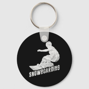 Retro Snowboarding Gift Snowboarder Silhouette Sno Keychain