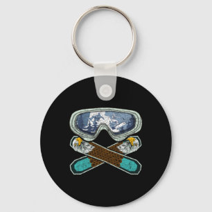 Retro Snowboarding Goggles Eagle Snowboarder Snowb Keychain