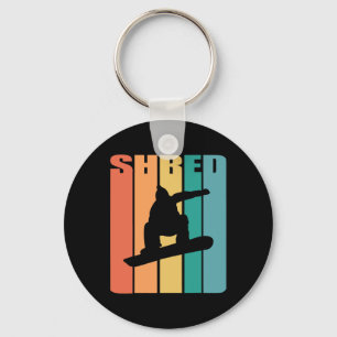 Retro Snowboarding Shirt Shred Snowboarder Gift Sn Keychain