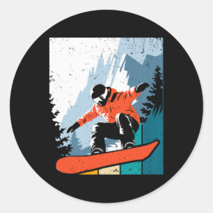 Retro Snowboarding Snowboard Snowboarder Gifts For Classic Round Sticker