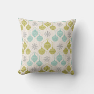 Retro snowflake and ornament -pillow throw pillow