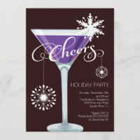 Retro Snowflake Holiday Cocktail Party Invitation