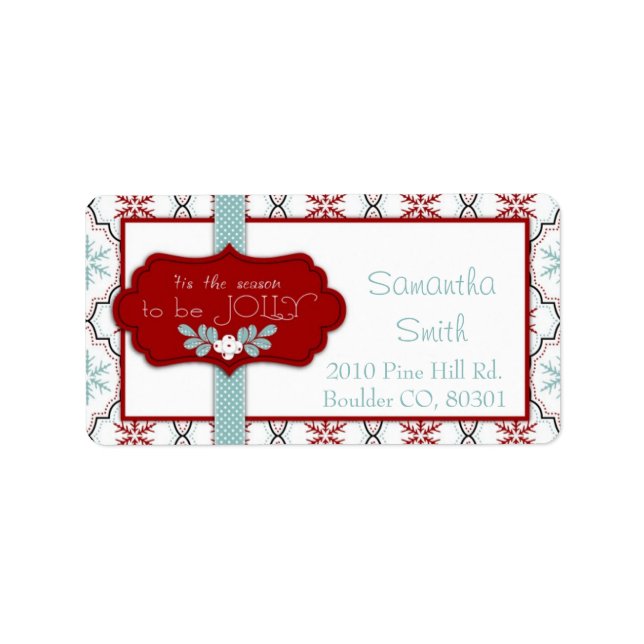 Retro Snowflakes Address Label (Front)