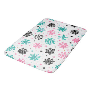 Retro Snowflakes Bath Mat