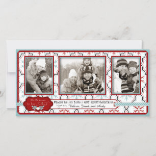 Retro Snowflakes Christmas Photo Card