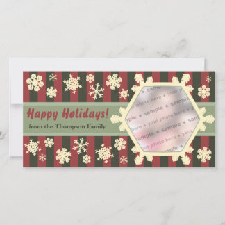 Retro Snowflakes Christmas Photocard Holiday Card