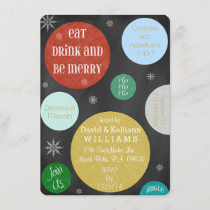 Retro Snowflakes & Circles Holiday Party Invite
