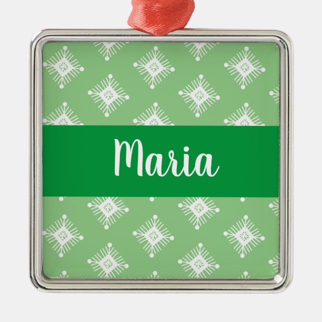 Retro Snowflakes Design Christmas Present Metal Ornament (Front)
