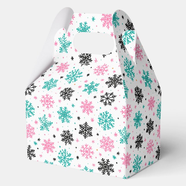 Retro Snowflakes Favor Box (Back)