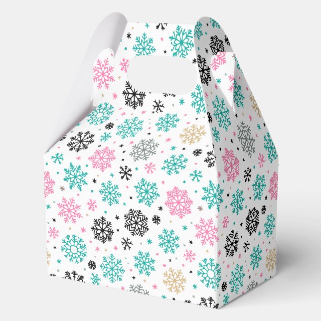 Retro Snowflakes Favor Box (Back)