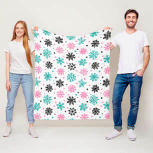 Retro Snowflakes Fleece Blanket