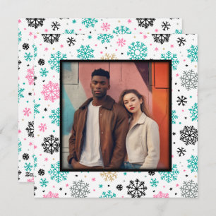 Retro Snowflakes Holiday Card