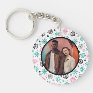Retro Snowflakes Keychain