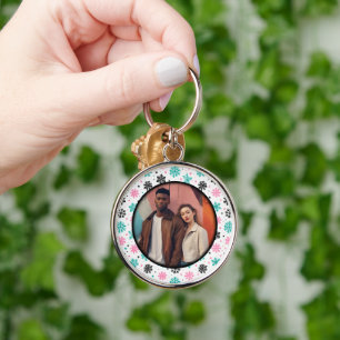 Retro Snowflakes Keychain