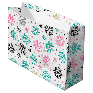 Retro Snowflakes Large Gift Bag