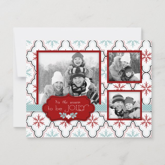 Retro Snowflakes Photo Card A2 (Front)