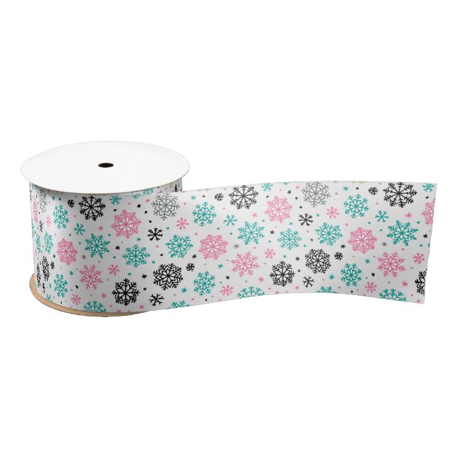 Retro Snowflakes Satin Ribbon (Spool)