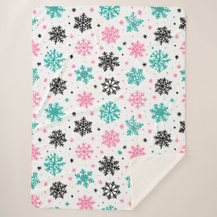 Retro Snowflakes Sherpa Blanket