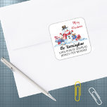 Retro Snowman Christmas Return Address Envy Seal<br><div class="desc">Retro snowman, wrapped gifts in snow, berries and Merry Christmas greeting decorate these adorable square return address envelope seal stickers. Save money with twenty 1.5" or six 3" square stickers for address and return address labels. Best value... minimum purchase is only one sheet. Easily change the text using the Template...</div>