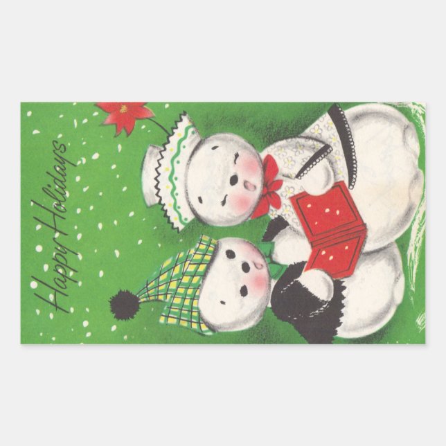 Retro Snowman Christmas Sticker (Front)