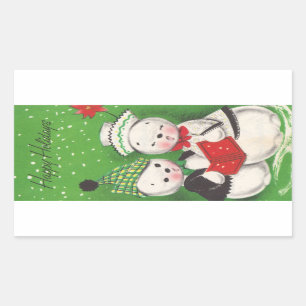 Retro Snowman Christmas Sticker