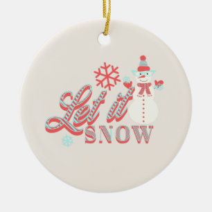 Retro Snowman Let it Snow Christmas Ceramic Ornam Ceramic Ornament