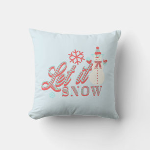 Retro Snowman Let it Snow Christmas  Throw Pillow