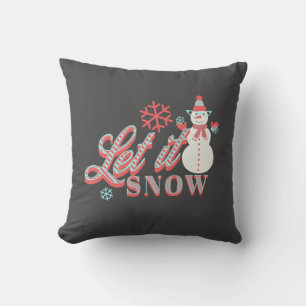 Retro Snowman Let it Snow Christmas  Throw Pillow