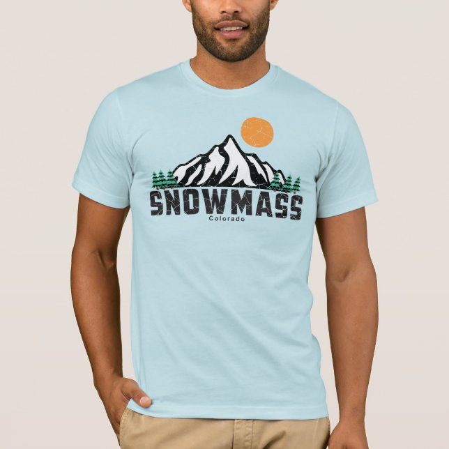 Retro Snowmass Ski Sunset T-Shirt (Front)