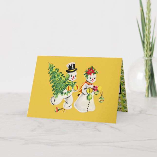 Retro Snowmen Christmas Card (Front)