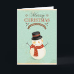 Retro Snowmen Happy New Year Merry Christmas Holiday Card<br><div class="desc">Happy new year and merry christmas retro vintage snowman greeting card.</div>