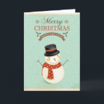 Retro Snowmen Happy New Year Merry Christmas Holiday Card<br><div class="desc">Happy new year and merry christmas retro vintage snowman greeting card.</div>