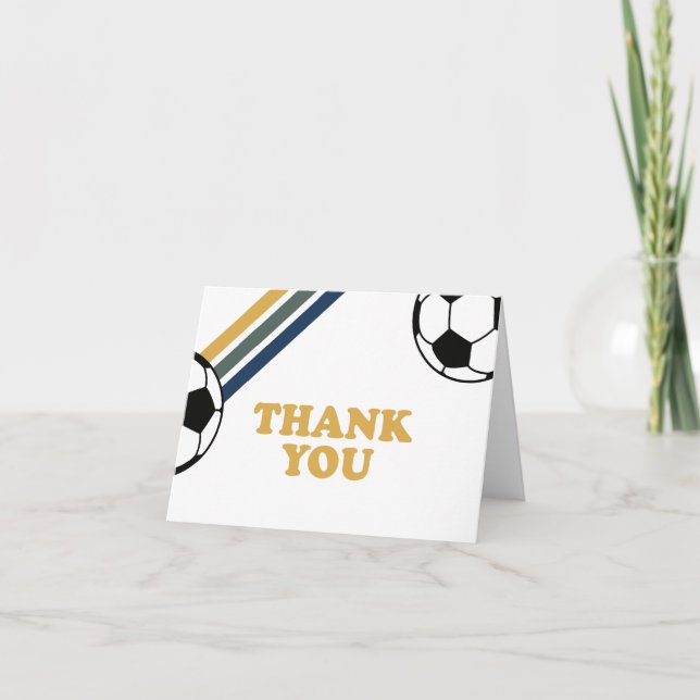 Retro Soccer Birthday Thank You  (Front)