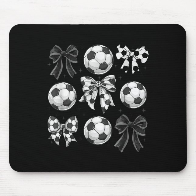 Retro Soccer Bow,game Day,coquette Soccer Mom,mama Mouse Pad (Front)