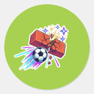 Retro Soccer Brick Smash Sparkle Hat - 2026 Gaming Classic Round Sticker